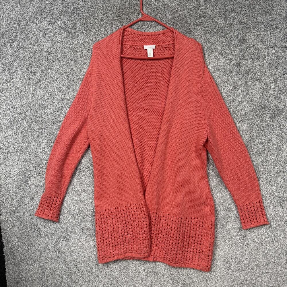 Chico's Cardigan Sweater 3 US 16‎ Coral Coastal Grandmother Lightweight Layering